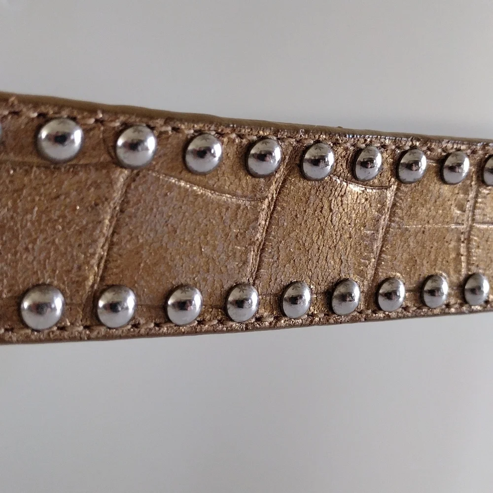 Guess Mixed Metals Leather Studded Belt S
